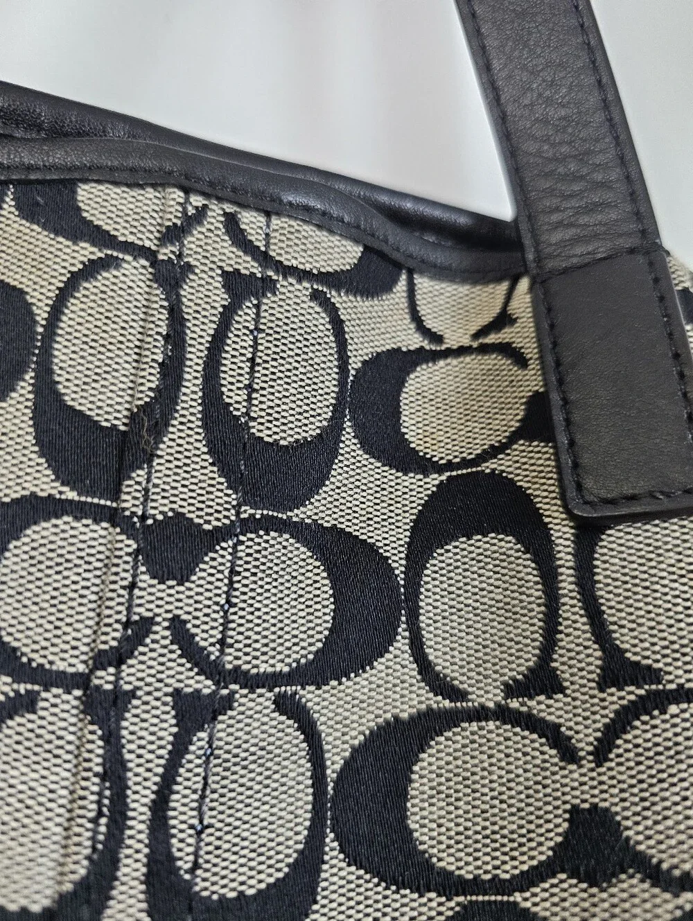 Coach Signature Hadley Black Leather Canvas Bag